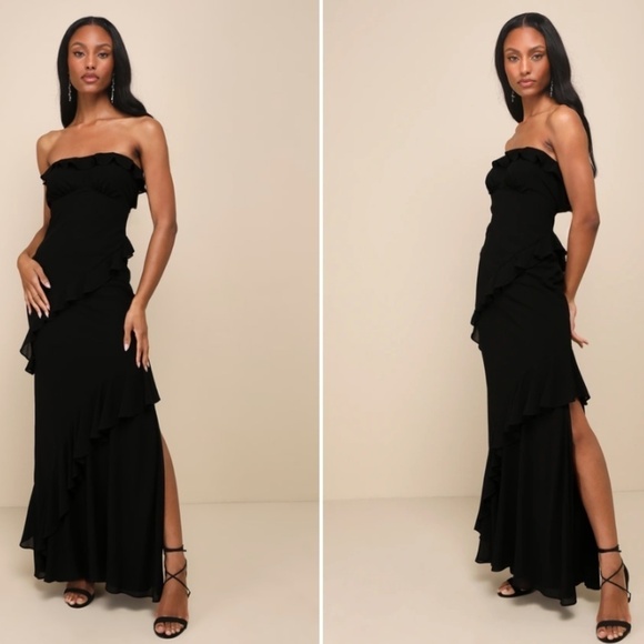 LULUS Prom Wedding Bridesmaid Sexy Flowy Romantic Elegant Maxi Dress - Picture 4 of 4